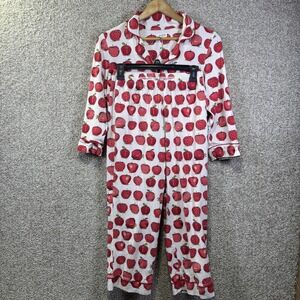 BedHead Pajama Set Womens Small Red Apple Print 2 Piece Capri Button 3/4 Sleeve